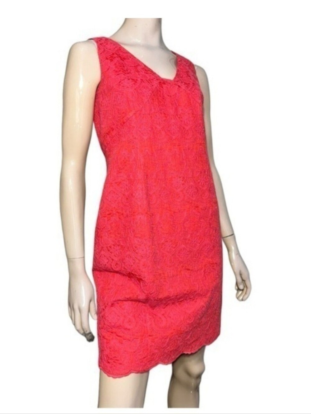 Tory Burch Women’s Size 8 Red Lace V-Neck Cameron Sleeveless Tank Shift Dress